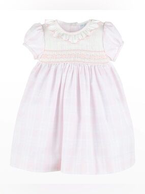LULI & ME Ruffle Collar Smocked Plaid Dress - 18M